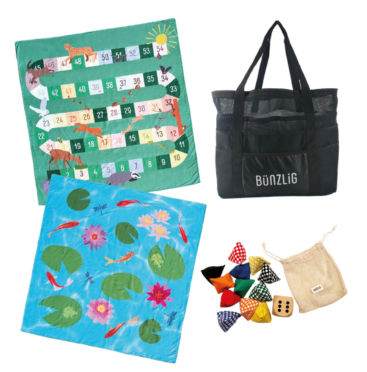 Spieltuch-Set "Leiterli- und Wurfspiel" aus ca. 70 recycelten PET-Flaschen