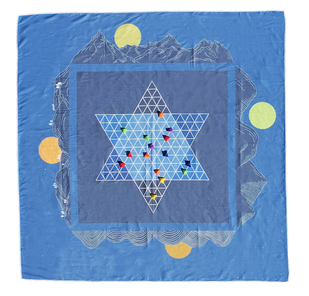 Spieltuch-Set "Kalaha und Sternhalma" aus ca. 70 recycelten PET-Flaschen